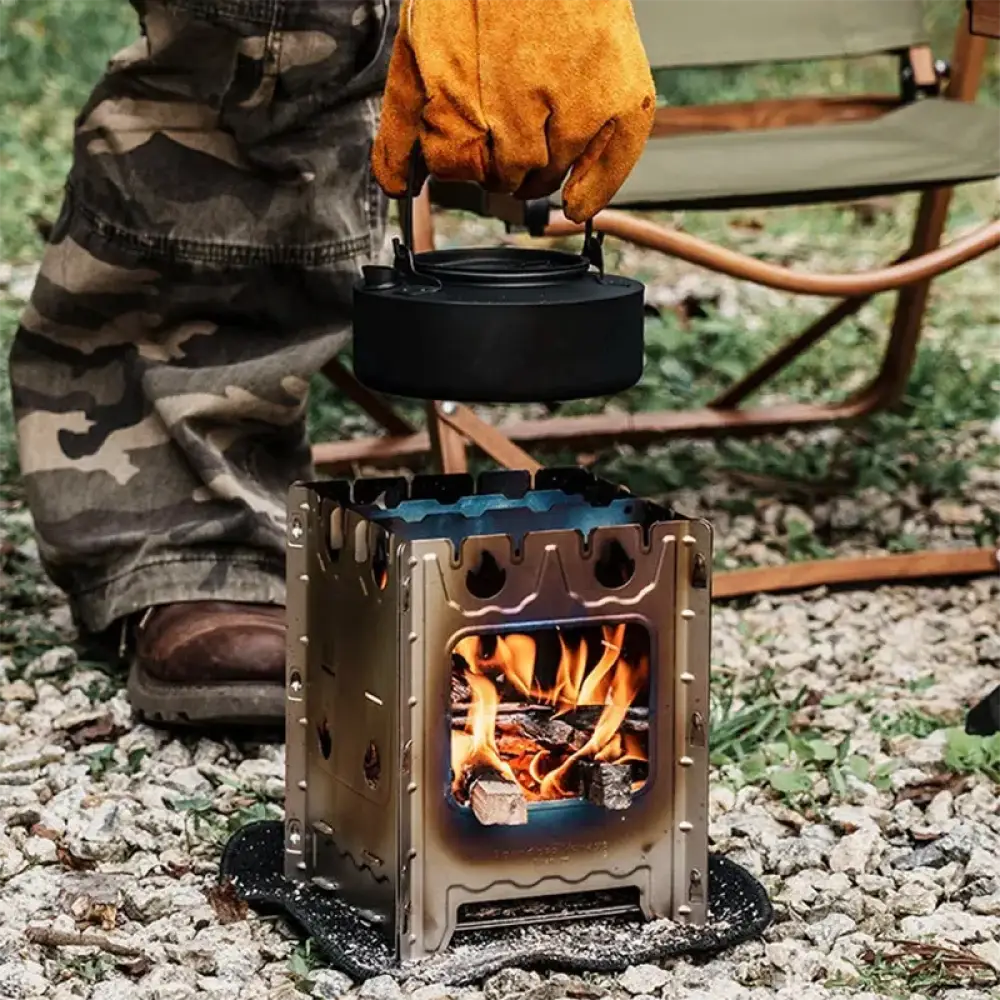 Boundless Voyage Titanium Wood Stove – Ultralight Folding Bushbox with BBQ Grill - Titanium Wood Stove - Boundless