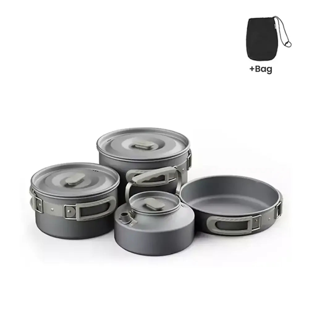 Camping Cookware Set – Non-Stick Cooking Kit with Teapot (4–7 People) - Naturehike - Set C (4-7 Person) - Naturehike