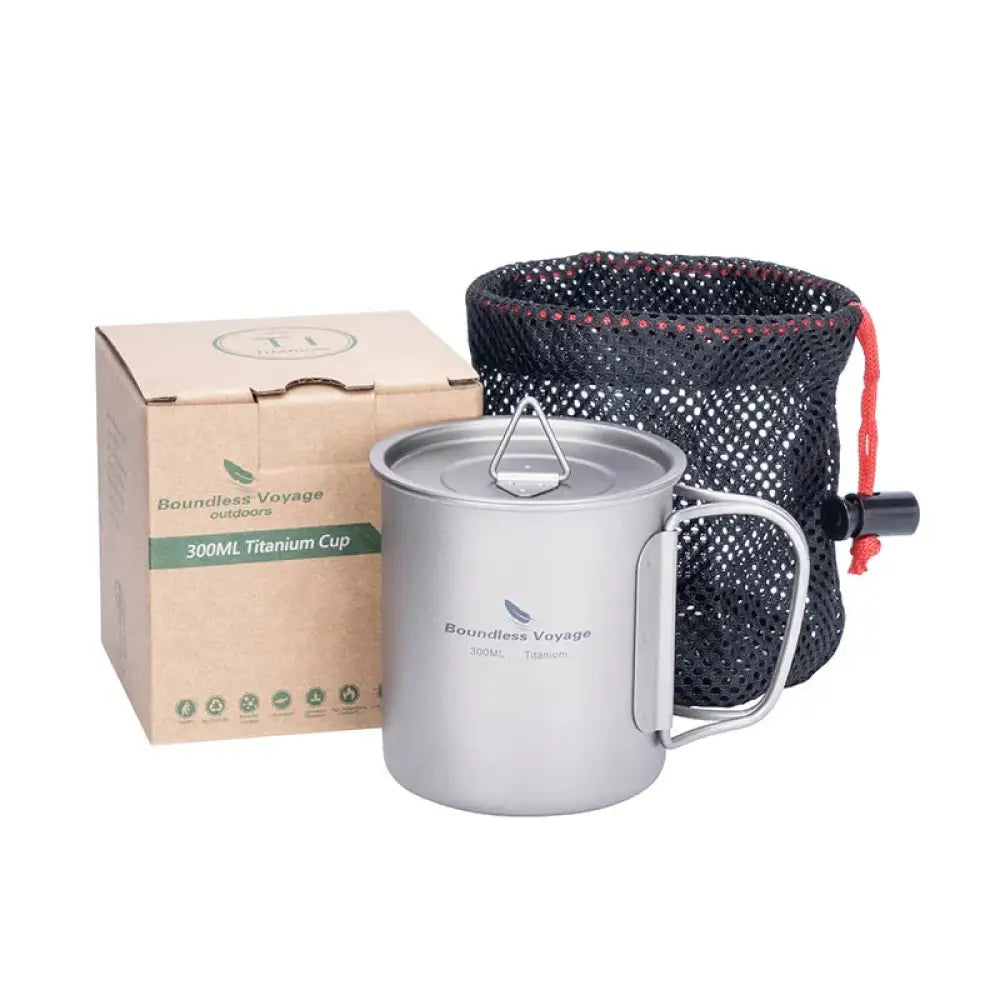 Camping Titanium Mug with Lid – Lightweight Portable Cup for Hiking & Travel - 300ml Titanium Cup - Camping Titanium