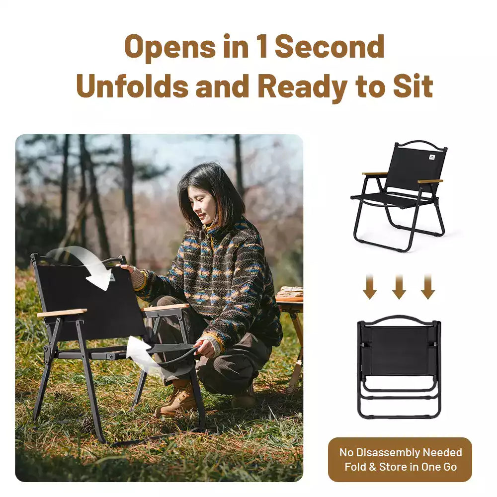 Naturehike Folding Camping Chair – Portable Wooden Frame Kermit Chair