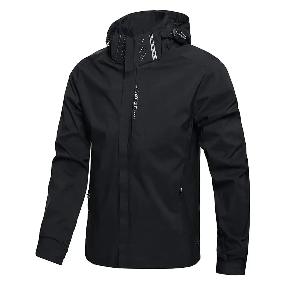 Men’s Waterproof Rain Jacket – Lightweight Hooded Windproof Coat - Black / S - Men’s Waterproof Rain Jacket –