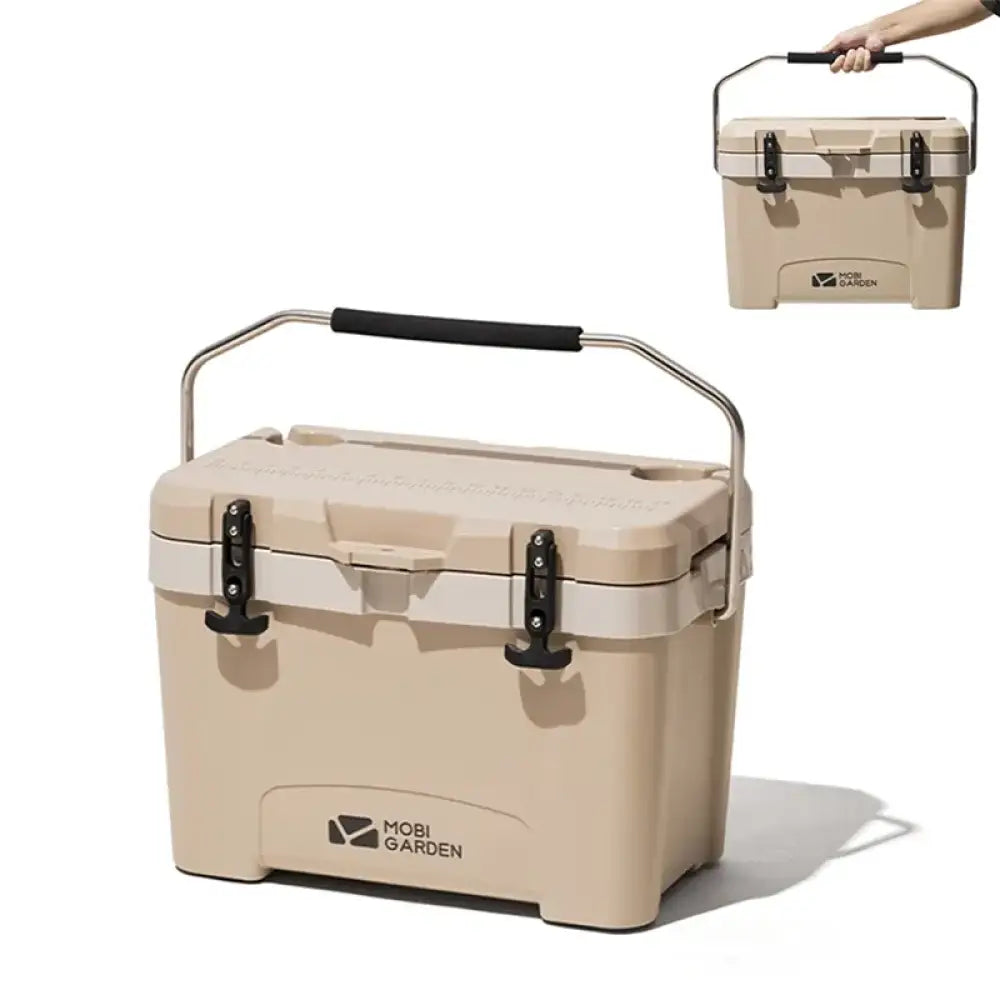 Mobi Garden 25 L Camping Ice Box – Portable Cooler for Food & Drinks - Sand - Mobi Garden 25 L Camping Ice Box –