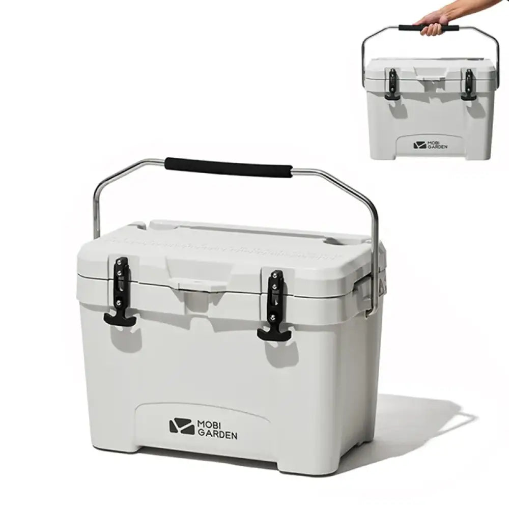 Mobi Garden 25 L Camping Ice Box – Portable Cooler for Food & Drinks - White - Mobi Garden 25 L Camping Ice Box –