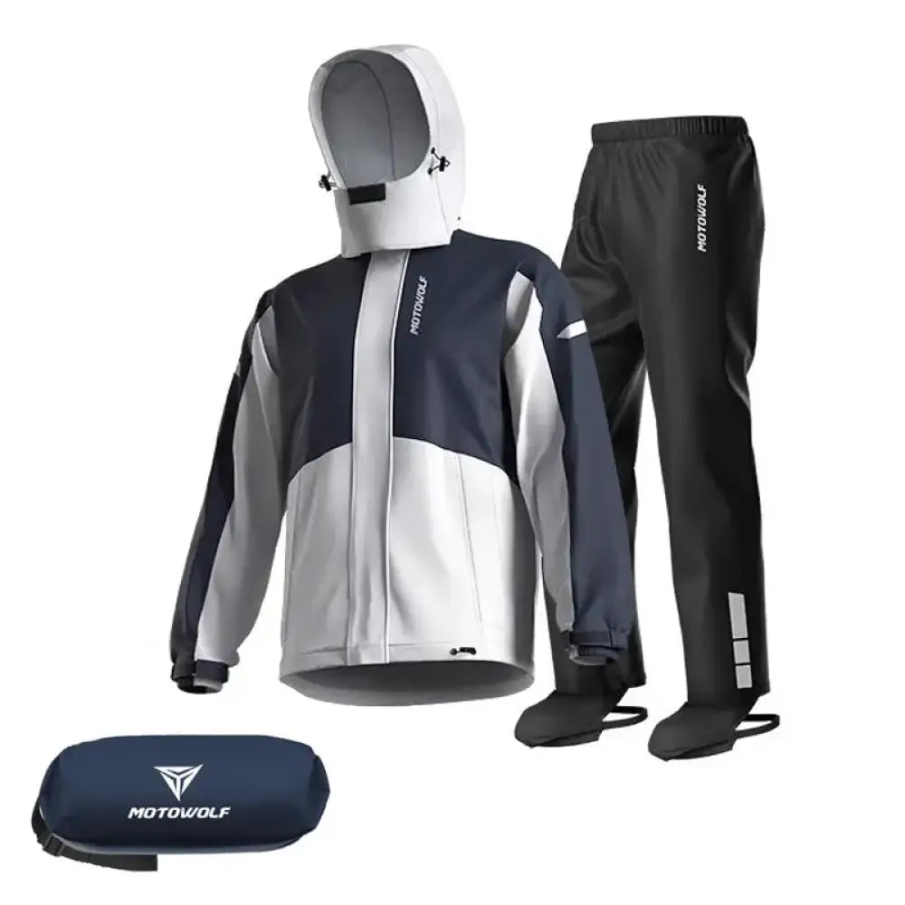 Motorcycle Raincoat Suit – Waterproof Jacket & Trousers for Camping Hiking & Cycling - Deepblue / M - Motorcycle