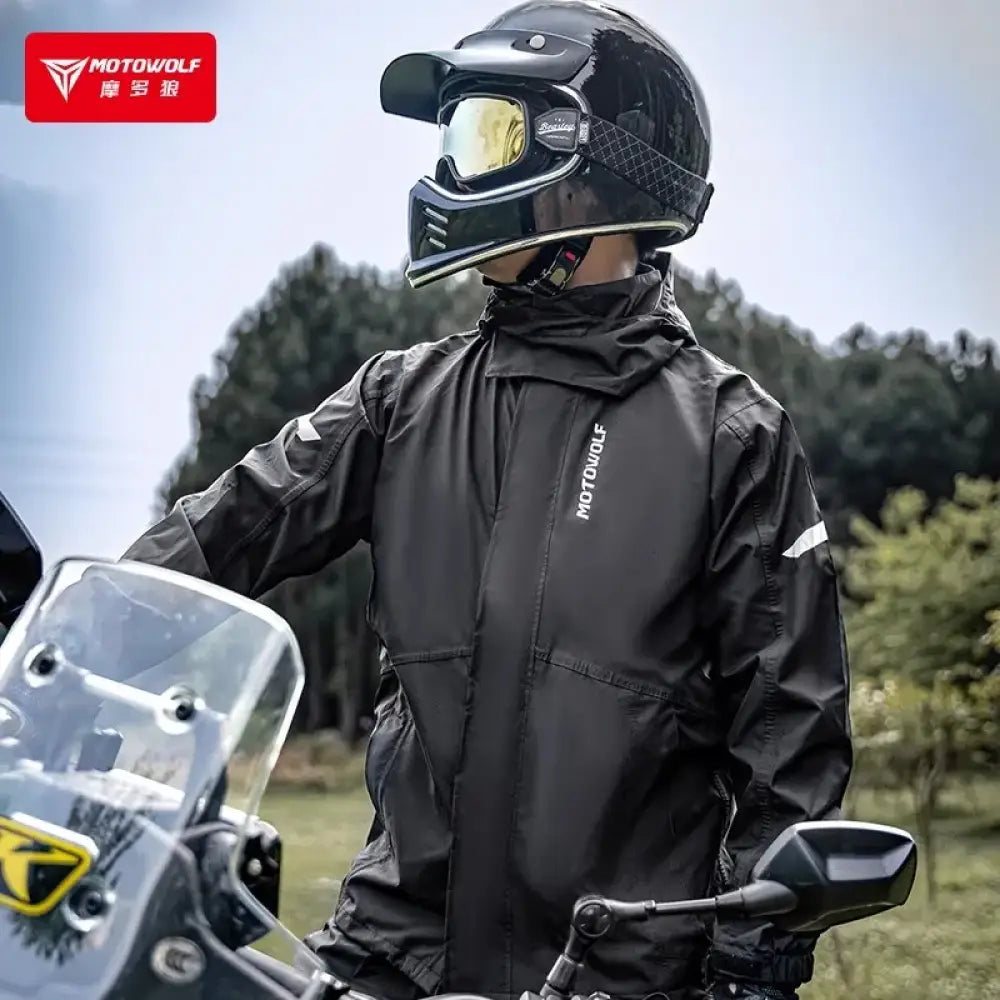 Motorcycle Raincoat Suit – Waterproof Jacket & Trousers for Camping Hiking & Cycling - Motorcycle Raincoat Suit –