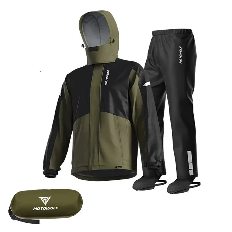 Motorcycle Raincoat Suit – Waterproof Jacket & Trousers for Camping, Hiking & Cycling