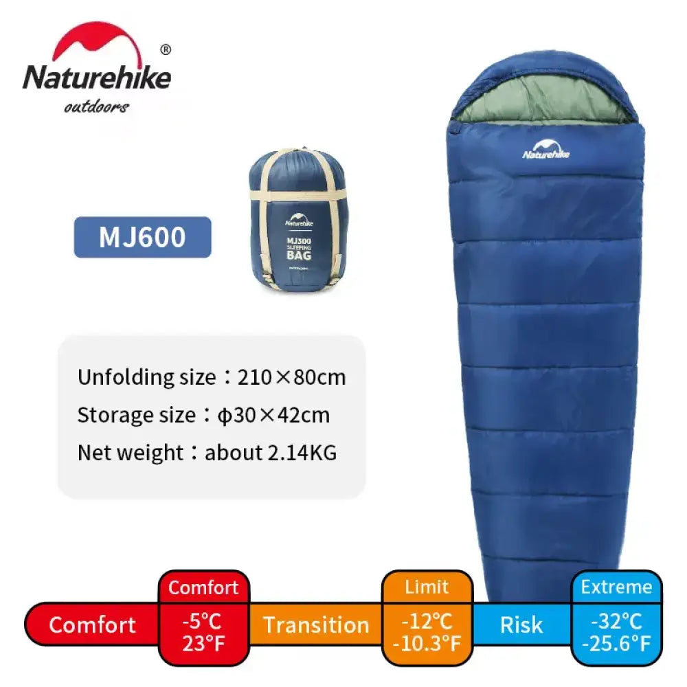 Naturehike MJ300/MJ600 Mummy Sleeping Bag – Lightweight Cotton Winter Bag - Naturehike MJ300/MJ600 Mummy Sleeping Bag –