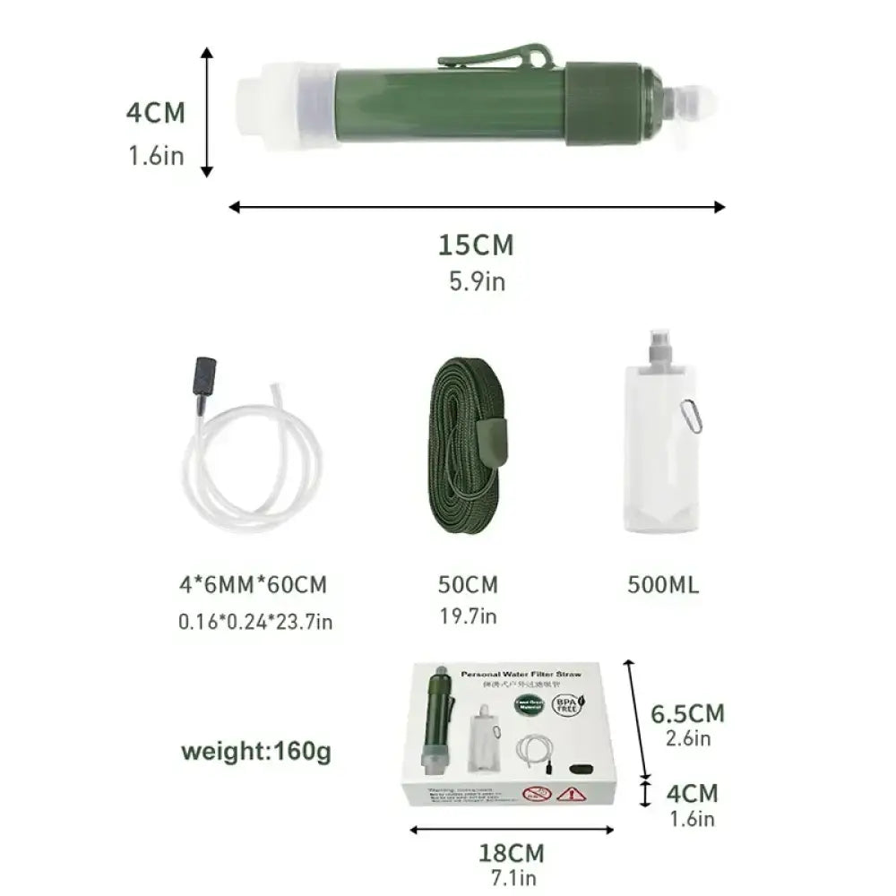 Portable Mini Filter Straw – Carbon Fibre Water Purifier for Camping & Survival - Portable Mini Filter Straw – Carbon