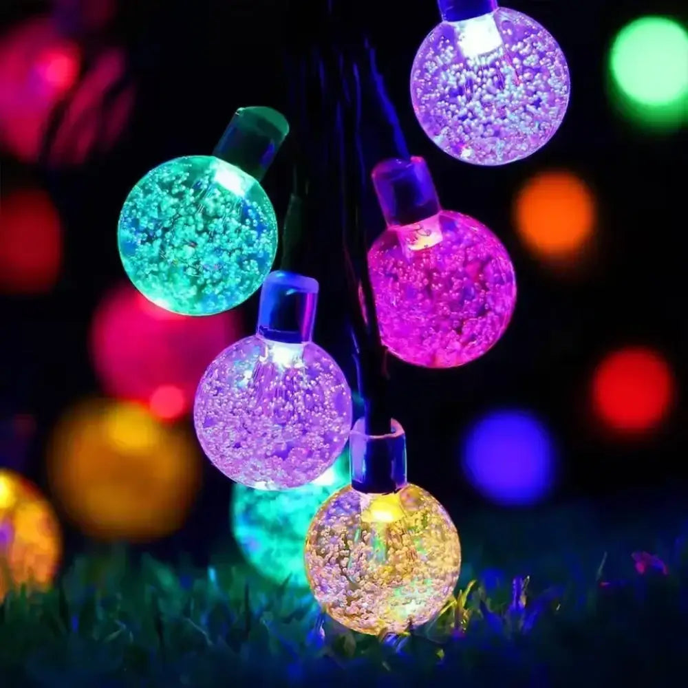 Solar Bubble Ball Light String – Crystal LED Globe Lights for Garden & Parties - Colorful / 5m - 20 Leds - Solar Bubble
