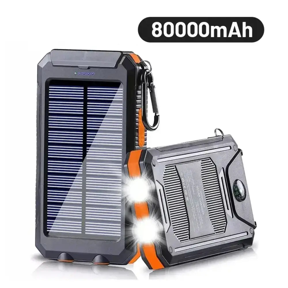 Solar Power Bank 80000mAh – Portable Battery Charger with Strong LED Light - Solar Power Bank 80000mAh – Portable