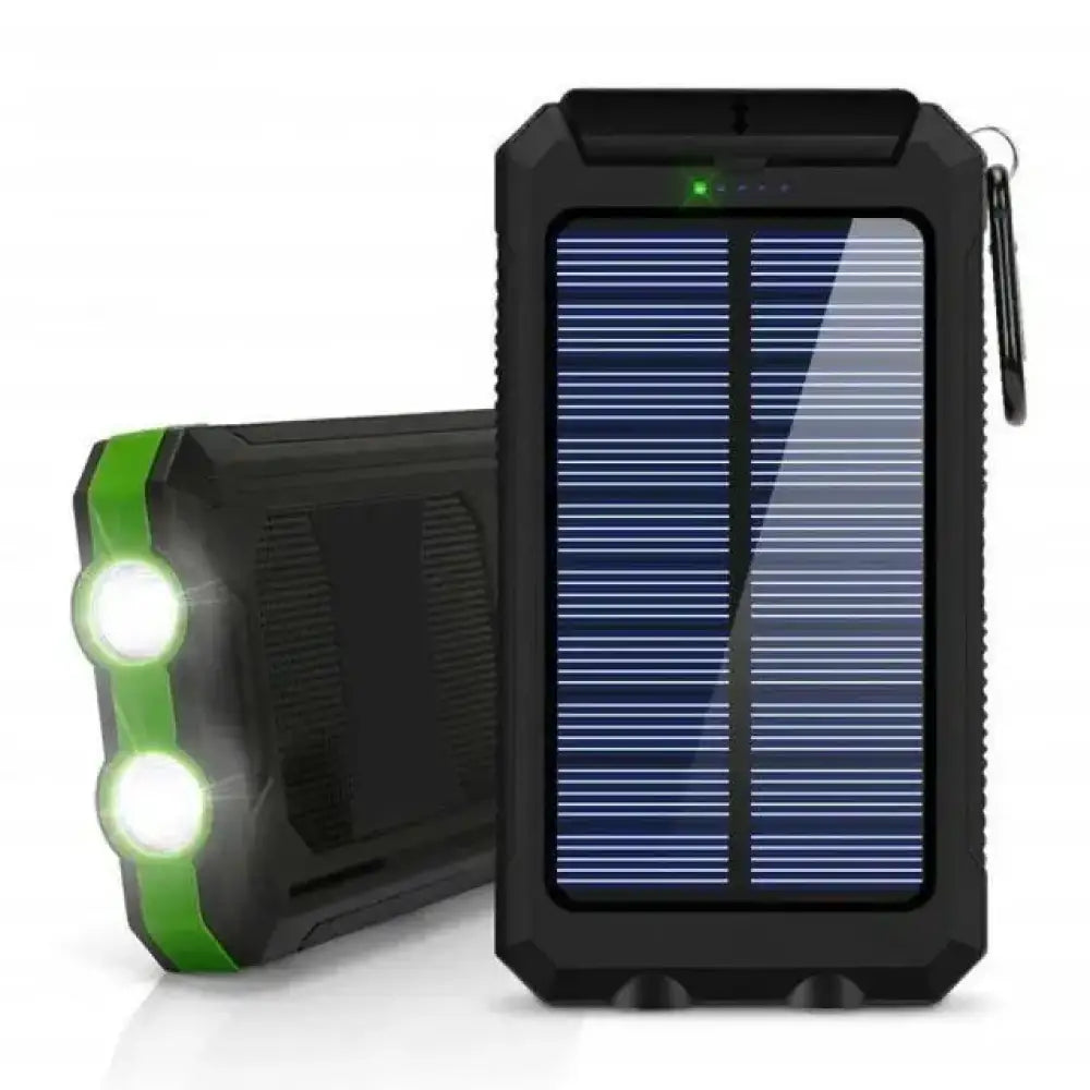Solar Power Bank 80000mAh – Portable Battery Charger with Strong LED Light - Green - Solar Power Bank 80000mAh –