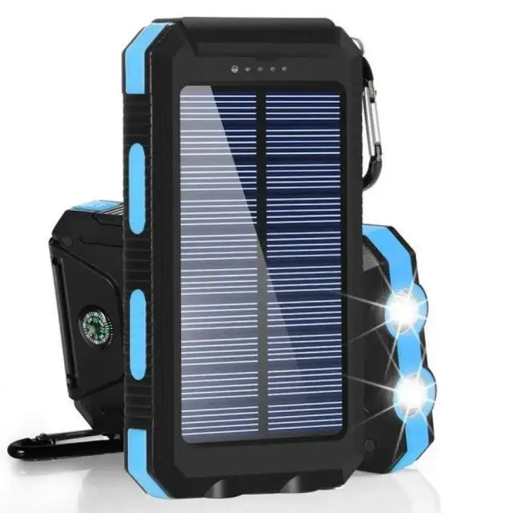 Solar Power Bank 80000mAh – Portable Battery Charger with Strong LED Light - Blue - Solar Power Bank 80000mAh –
