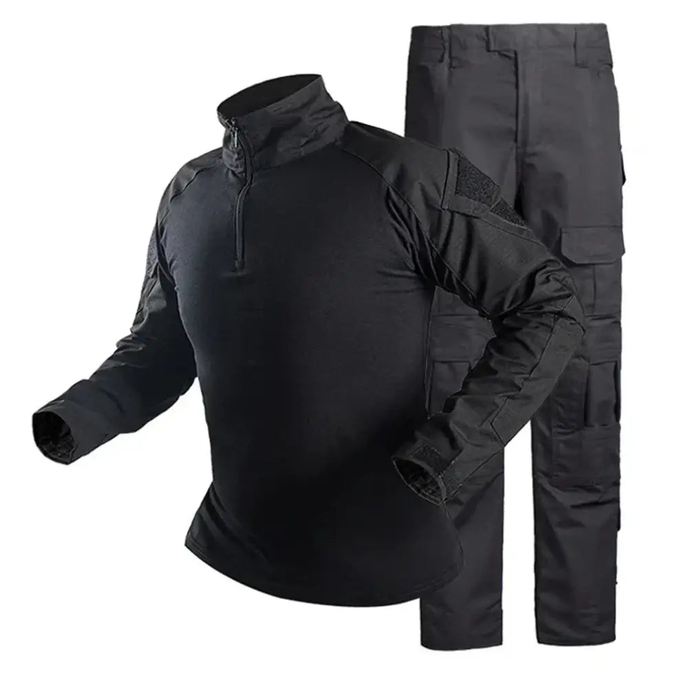 Tactical Camouflage Suit – Outdoor Military Shirt & Trousers Set - All black / S - Tactical Camouflage Suit – Outdoor