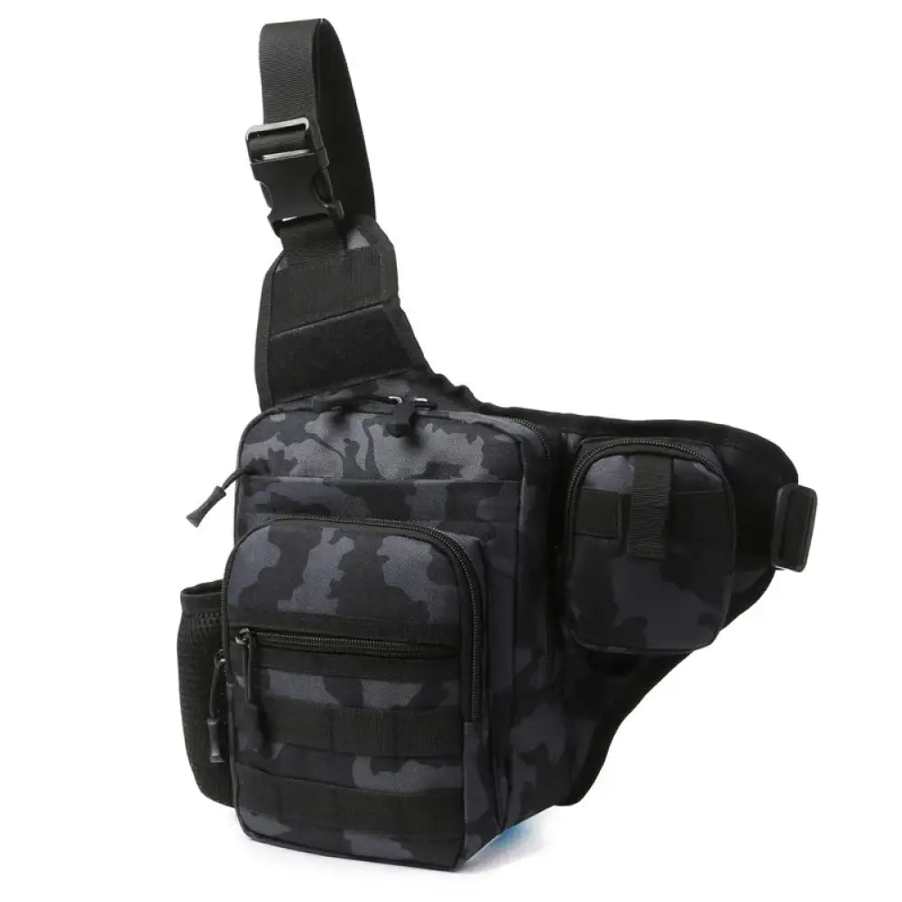 Tactical Chest & Waist Pouch – Crossbody Molle Fanny Pack for Outdoor Sports - Black Camo - Tactical Chest & Waist