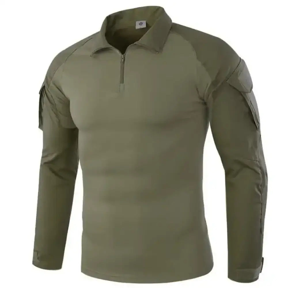 Tactical Hiking T-Shirt – Long Sleeve Camouflage Military Top - Army green / 4XL - Tactical Hiking T-Shirt – Long
