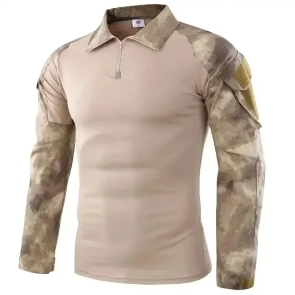 Tactical Hiking T-Shirt – Long Sleeve Camouflage Military Top - Desert / 4XL - Tactical Hiking T-Shirt – Long Sleeve