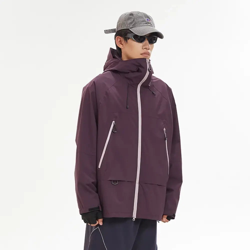 Waterproof Hiking Jacket – Windproof Hooded Outdoor Coat for Men & Women - Purple / S - Waterproof Hiking Jacket –