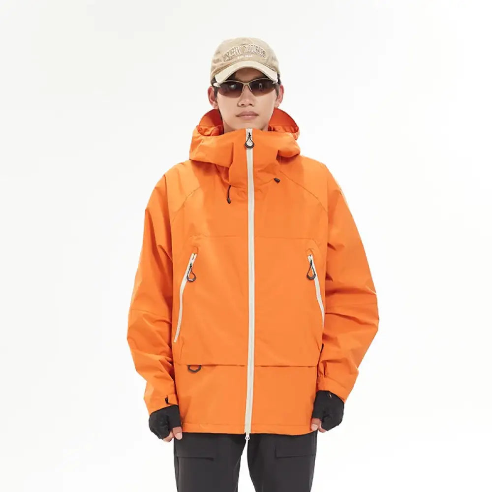 Waterproof Hiking Jacket – Windproof Hooded Outdoor Coat for Men & Women - Orange / S - Waterproof Hiking Jacket –