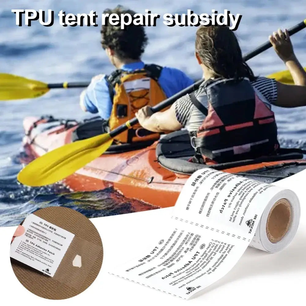 Waterproof TPU Repair Patch Tape – Self-Adhesive Vinyl Film for Tents Boats & Gear - 187cm (1 Roll 7.5x187cm