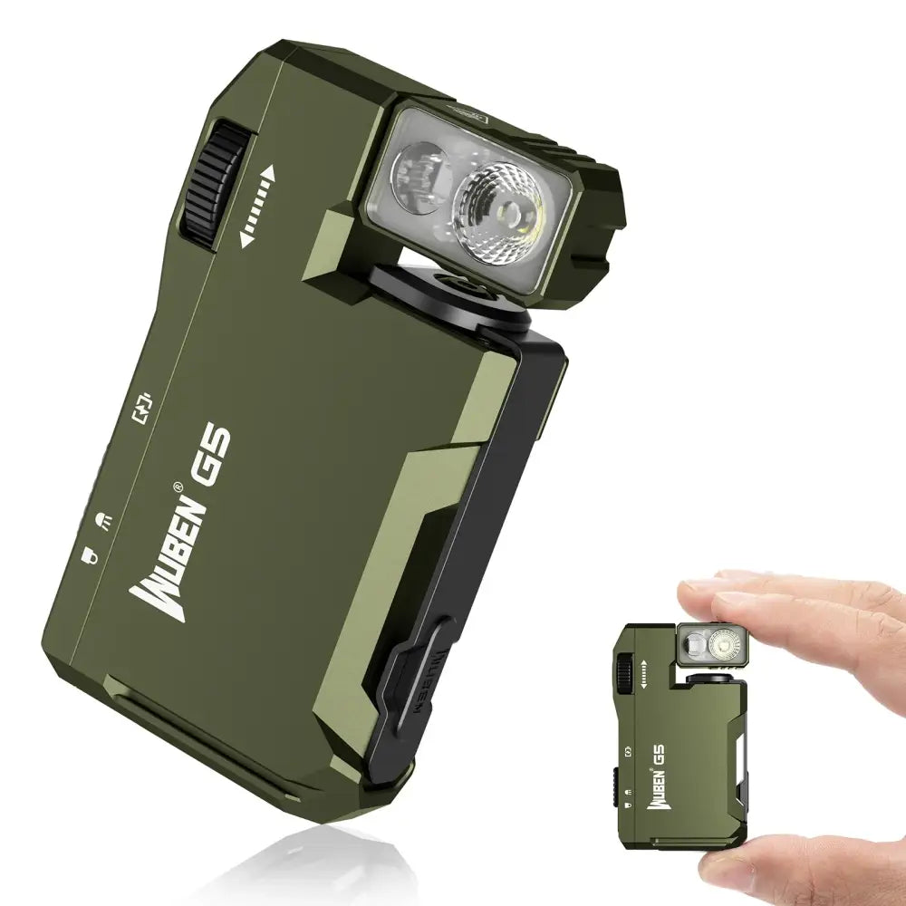 Wuben G5 Rechargeable EDC Flashlight – 400 Lumens Mini Dual-Light RGB Torch - Army Green - Wuben G5 Rechargeable EDC
